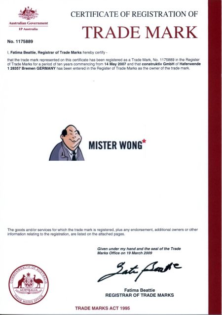 Certificate of Registration Australia